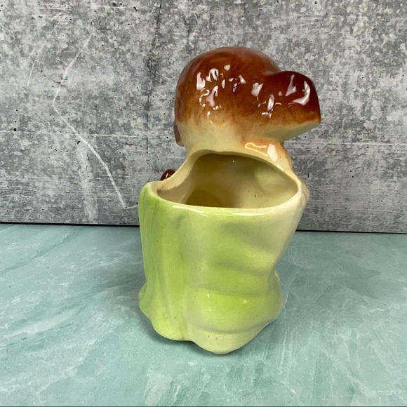 Puppy American Bisque Pottery Planter Green boot - Picture 3 of 8
